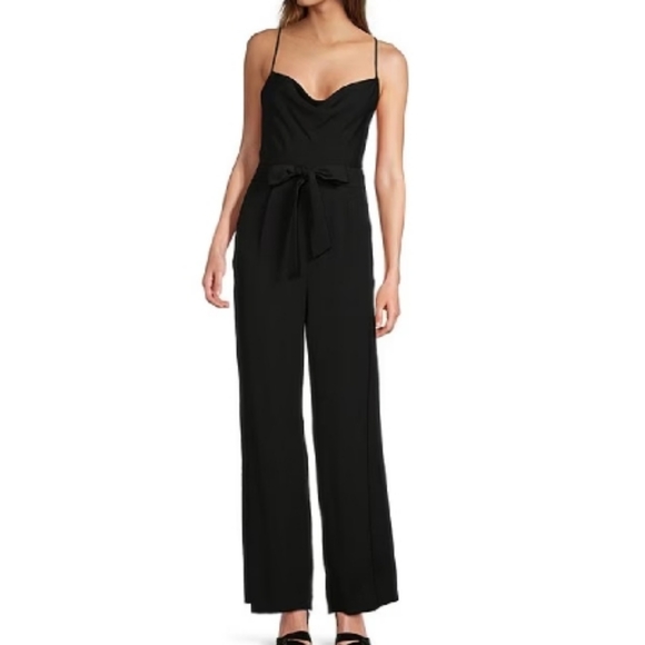 Antonio MelaniDrape Neck Sleeveless Tie Waist Wide Leg Jane Jumpsuit with Pocket,All Products : American Fashion Style Bags On Sale